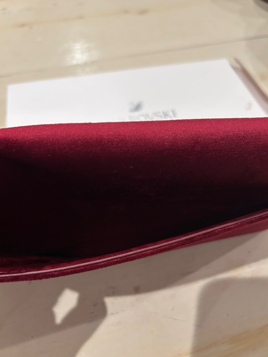 Swarovski Burgundy Red Crystal-Accent Envelope Clutch with Box - Picture 5 of 9